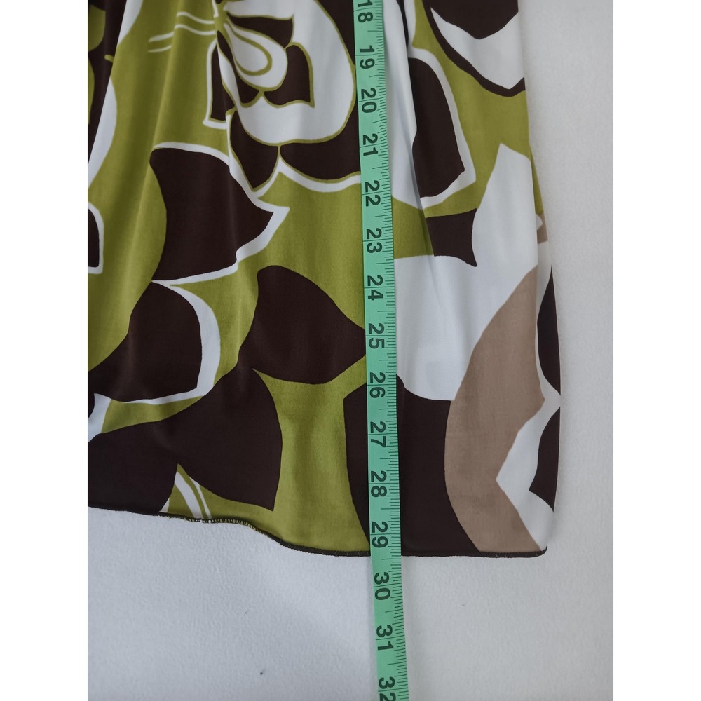 La Belle Dress Womens Large Green Brown Floral Short Square Neck Fit & Flare - Picture 4 of 7